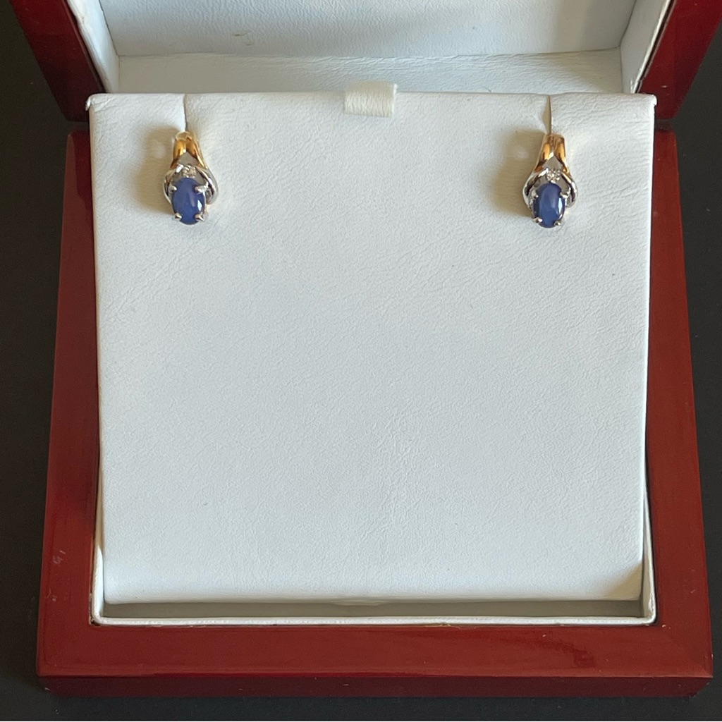 Elegant Lindenwold Simulated Blue Star Sapphire Stone Earrings.